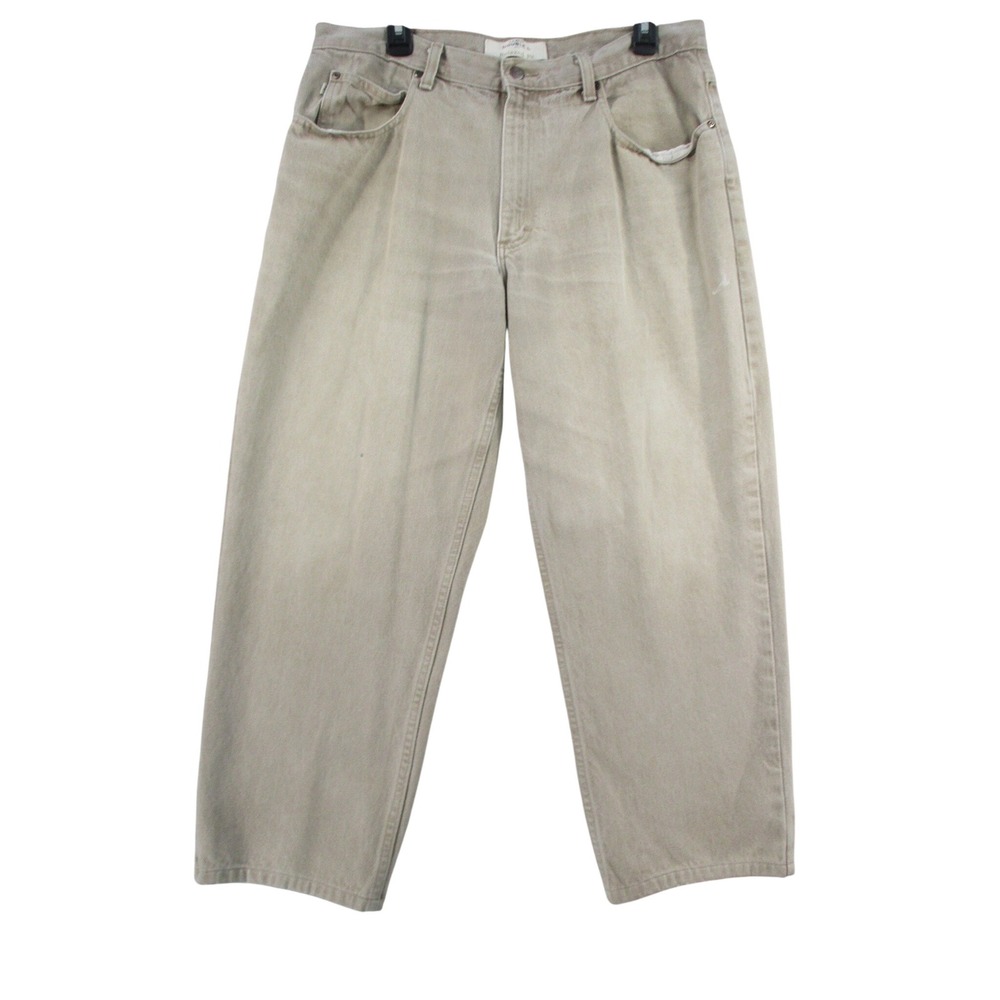 LL Bean Double L Relaxed Fit Jeans Mens 36x29 Tan Khaki Cotton Denim Pants